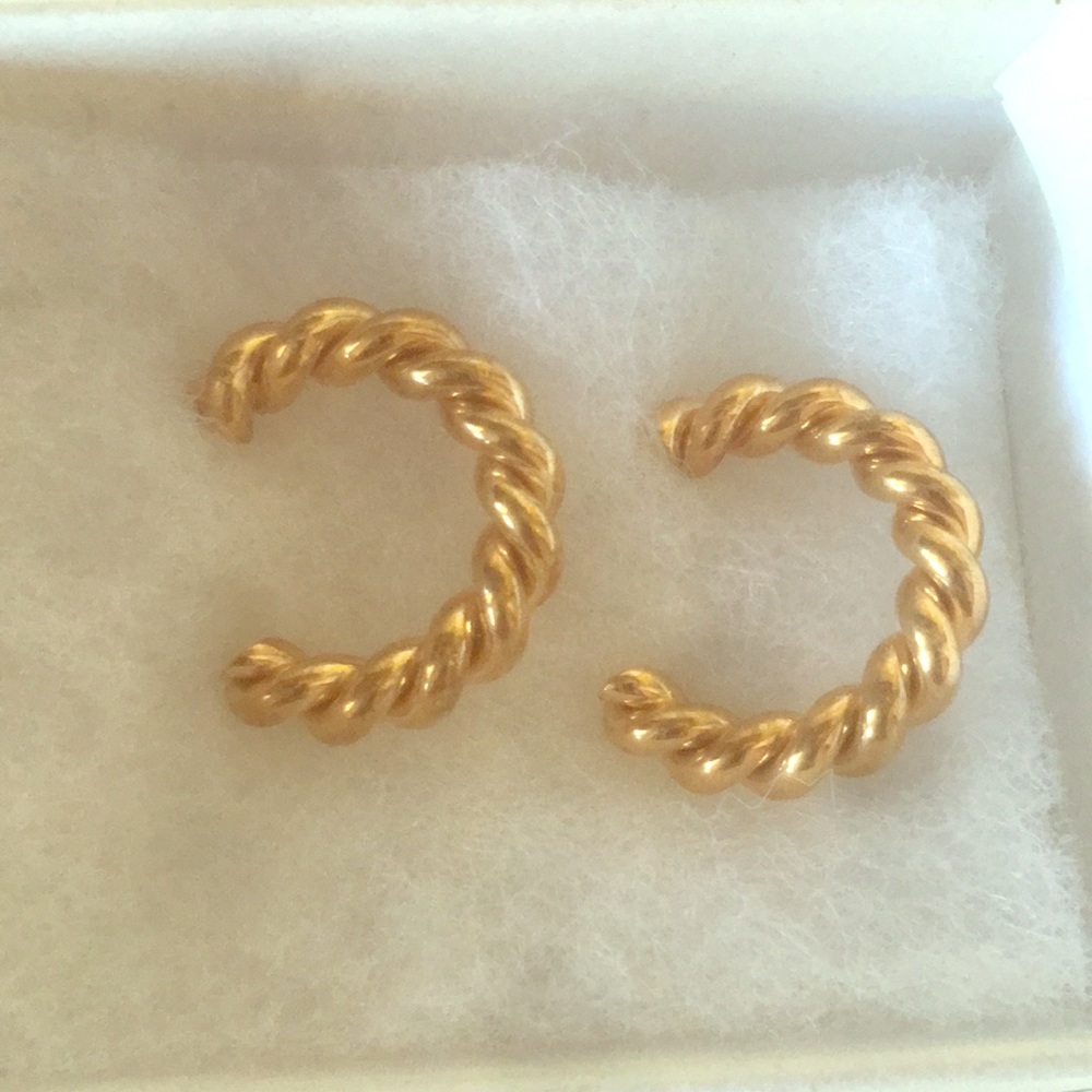 Gold-colored Twist Cable Coil Mini Hoop Earrings